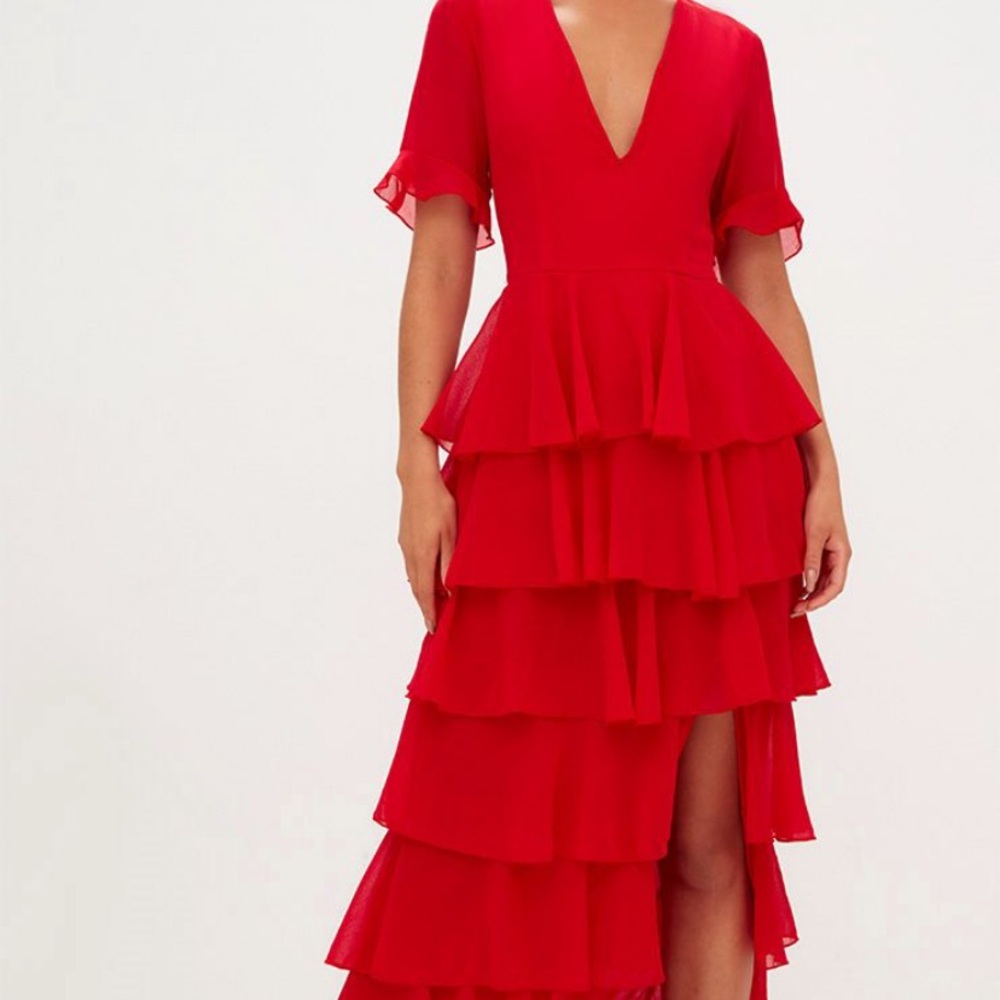 PrettyLittleThing Ruffle Layer Dress FINAL PRICE - Picture 5 of 6